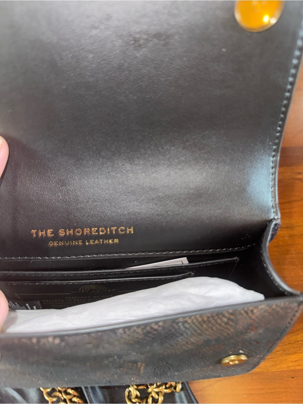 Kurt Geiger London small Shoreditch - NWT Iridescent Snake Leather Leather-Lined - Picture 10 of 12